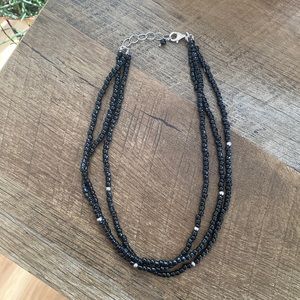 Retired Silpada triple strand black onyx beaded necklace